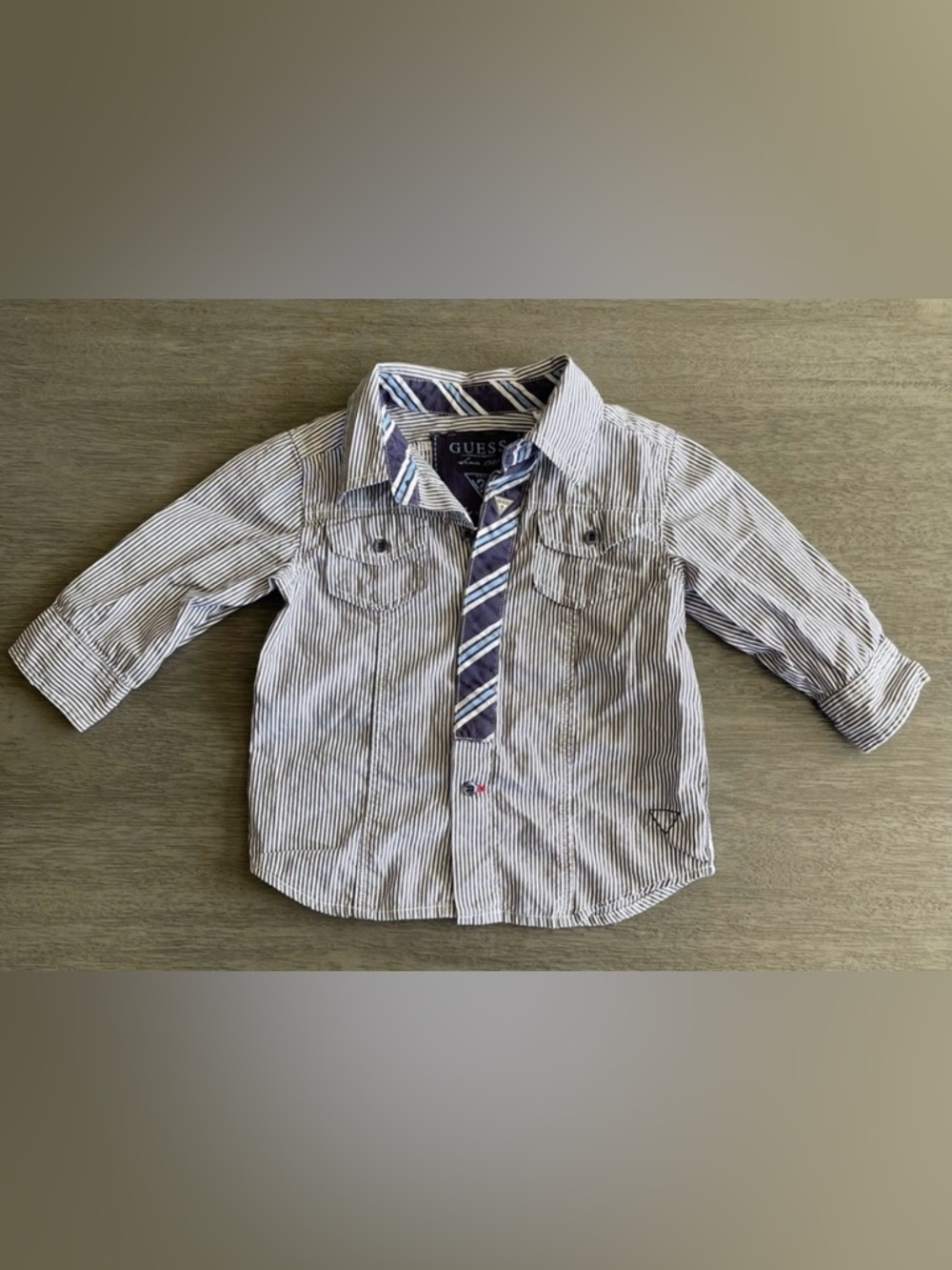 💛 Guess Casual Button Down Striped Shirt 12